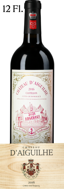 Sammlerbox: Schafferwein 2021 "abgesagt" Chateau d’Aiguilhe (12 Flaschen) 2016