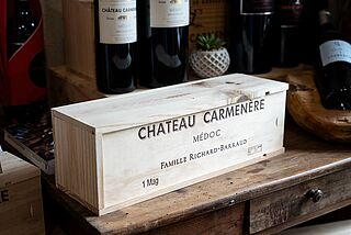Holzweinkiste des Weinguts Carmenere