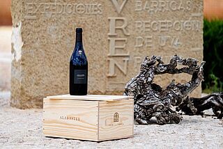 Eine Flasche auf einer Weinkiste