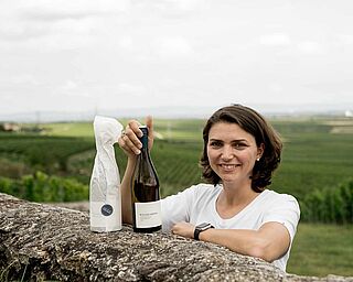 Gesine Roll med sin vin