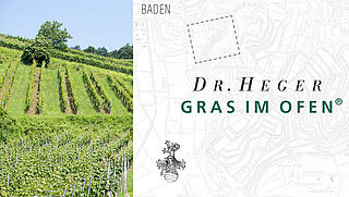 Dr. Heger, Gras im Ofen, Etikett und Weinberg