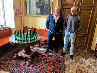 Heiner Lobenberg und Egon Müller vor der Weinprobe