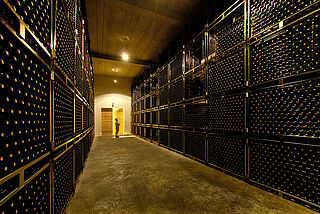 Weinkeller mit Flaschen vom Winzer
