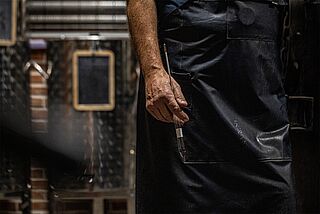 Nahaufnahme von Winzer bei der Arbeit