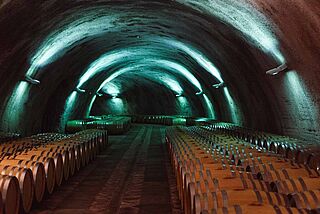 Udsigt til en imponerende vinkælder