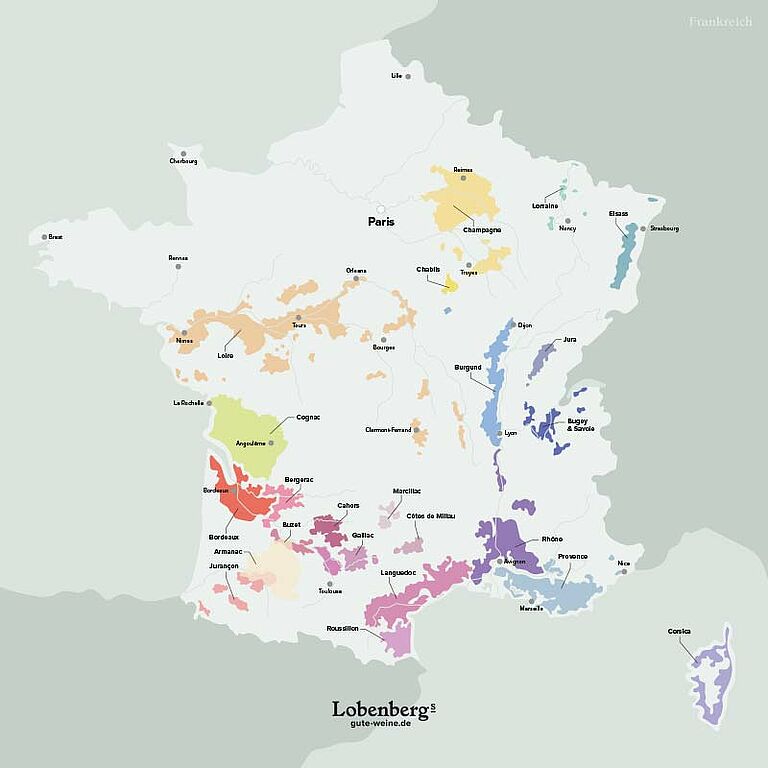 Frankreich Weinkarte