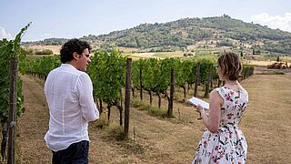 Unterwegs im Weinberg von Valdicava Unterwegs im Weinberg von Valdicava