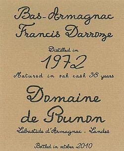 Domaine de Pounon Bas Armagnac 1972