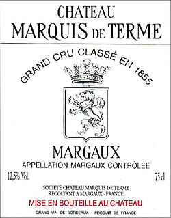 Chateau Marquis de Terme 4eme Cru 2010