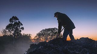 New Zealandske vingårde om natten, arbejdere, kompost