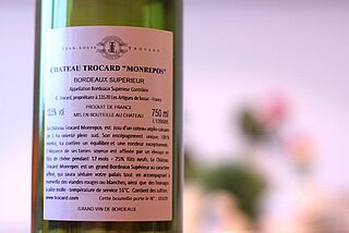 Rückseite Weinflasche Château Trocard Monrepos / Bordeaux Supérieur