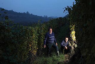 Winzer auf dem Weingut Roagna, Nacht