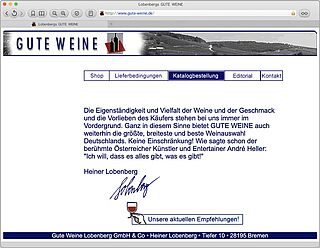 Screenshot vom ersten Gute Weine Online Shop