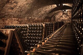 Flaschenlager beim Weingut Gramona