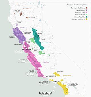 Californiens vinregion, kort