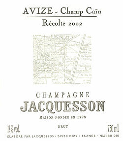 Champagne Brut Avize Champ Cain Millesime Grand Cru Flaschengärung 2004