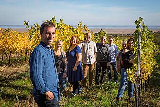 Winzer auf dem Weinfeld Prieler