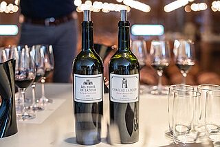 Château Latour Weinverkostung, Weinauswahl auf einem Tisch