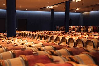 Weinkeller des Weinguts Couhins Weinkeller und Weinfaesser des Weinguts Couhins