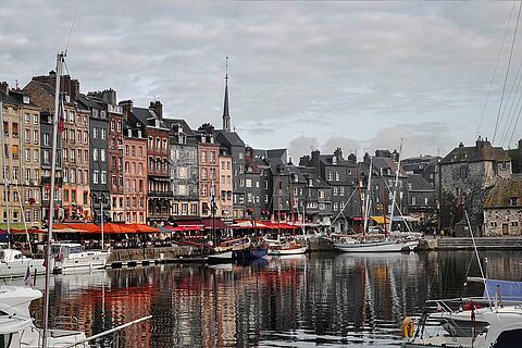 Honfleur Hafen, Wasser, Boote,Stadt