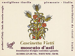 Moscato Cascinetta frizzante (fruchtsüß) 2016