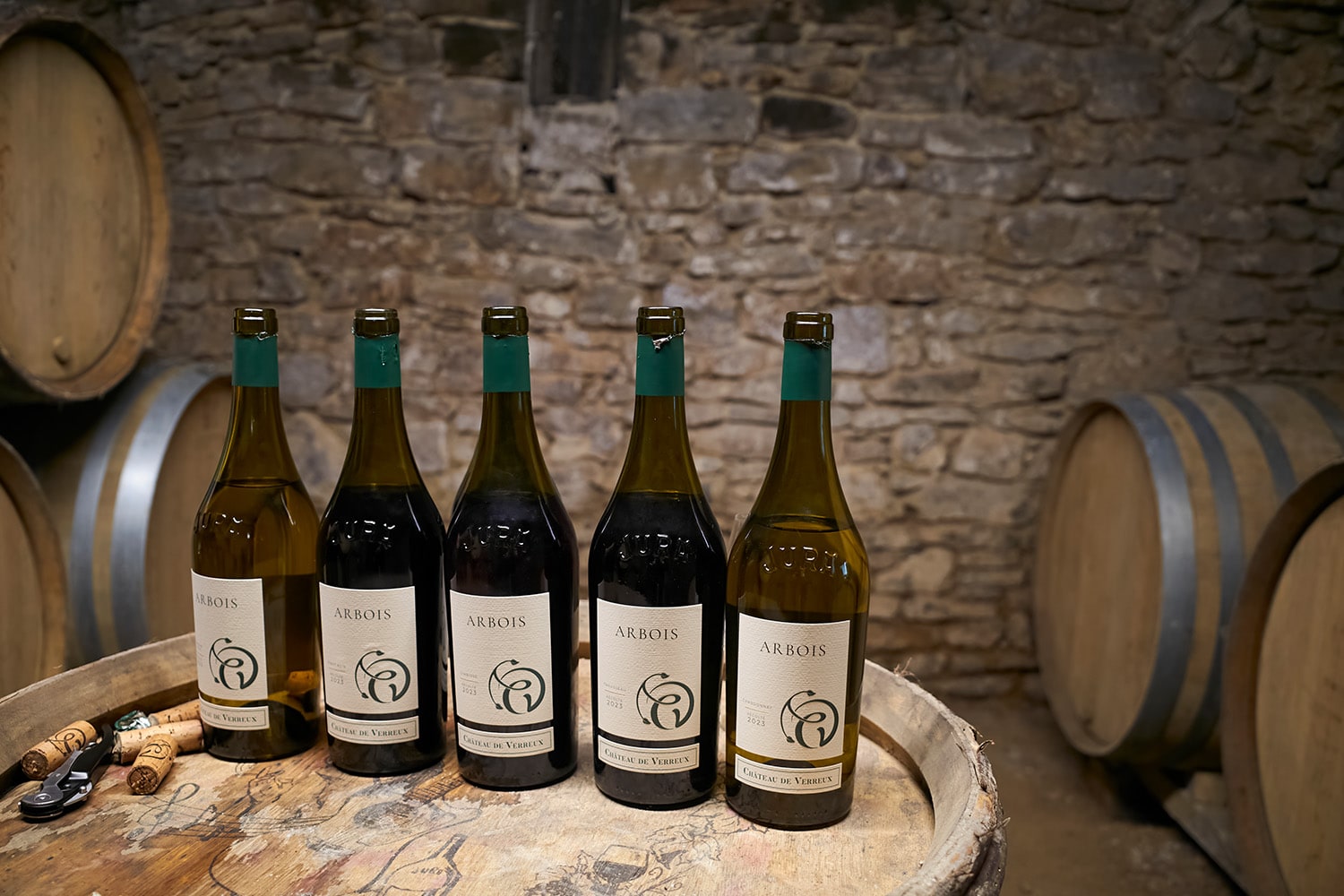 Weinflaschen des Chateau de Verreux